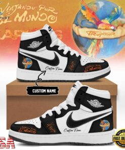 Karol G VIAJANDO POR EL MUNDO TROPITOUR Signed 2026 Black Air Jordan 1 Shoes , Music Shoes Karol G Viajando Por EL Mundo Tropitour Signed 2026 Black Air Jordan 1 Shoes