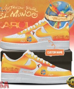 Karol G VIAJANDO POR EL MUNDO TROPITOUR Signed 2026 Orange Air Force 1 Shoes