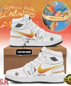 Karol G VIAJANDO POR EL MUNDO TROPITOUR Signed 2026 White Air Jordan 1 Shoes , Music Shoes Karol G Viajando Por EL Mundo Tropitour Signed 2026 White Air Jordan 1 Shoes