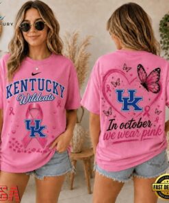 Kentucky Wildcats 2026 NCAA Pink October Breast Cancer Awareness Fan Pride Unisex T Shirt , NCAA 3D Graphic Tee Kentucky Wildcats 2026 Ncaa Pink October Breast Cancer Awareness Fan Pride Unisex T Shirt