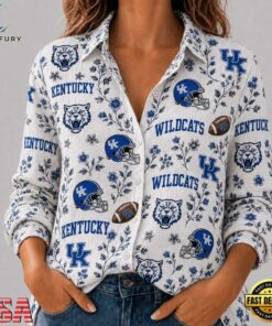 Kentucky Wildcats NCAA College Spirit Blossoms Women Casual Shirt, Trendy NCAA Women Shirt Kentucky Wildcats Ncaa College Spirit Blossoms Women Casual Shirt