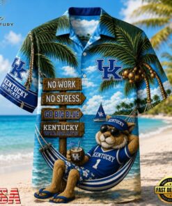 Kentucky Wildcats NCAA No Work No Stress Hawaiian Shirt , NCAA Team Hawaiian Shirt Kentucky Wildcats Ncaa NO Work NO Stress Hawaiian Shirt