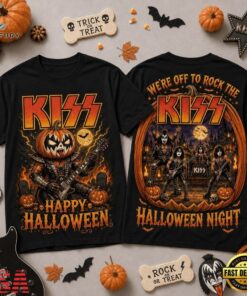 Kiss Band Halloween Night Pumpkin Rock T Shirt, Trending Music 3D Tee Kiss Band Halloween Night Pumpkin Rock T Shirt