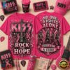 Kiss Band No One Fights Alone Rock For Hope Breast Cancer Awareness T Shirt, Trending Music 3D Tee Kiss Band NO One Fights Alone Rock For Hope Breast Cancer Awareness T Shirt