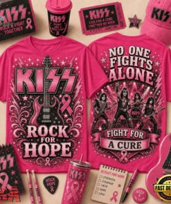 Kiss Band No One Fights Alone Rock For Hope Breast Cancer Awareness T Shirt, Trending Music 3D Tee Kiss Band NO One Fights Alone Rock For Hope Breast Cancer Awareness T Shirt
