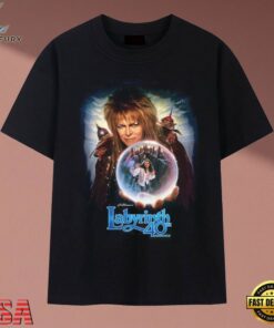 Labyrinth Movie 40th Anniversary Jareth David Bowie Crystal Ball T Shirt, Music 2D Graphic Tee Labyrinth Movie 40th Anniversary Jareth David Bowie Crystal Ball T Shirt
