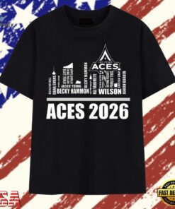 Las Vegas Aces 2026 Typography Skyline Fan T Shirt , Trendy 2D Print Shirt Las Vegas Aces 2026 Typography Skyline Fan T Shirt
