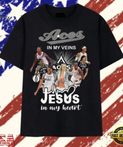 Las Vegas Aces In My Veins Jesus In My Heart Signatures WNBA 2026 T Shirt , Trendy 2D Print Shirt Las Vegas Aces IN MY Veins Jesus IN MY Heart Signatures Wnba 2026 T Shirt
