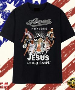Las Vegas Aces In My Veins Jesus In My Heart Signatures WNBA T Shirt , Trendy 2D Print Shirt Las Vegas Aces IN MY Veins Jesus IN MY Heart Signatures Wnba T Shirt
