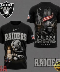 Las Vegas Raiders NFL 9 11 25th Anniversary Never Forget Memorial 3D T Shirt, Sports Fans 3D Shirt Las Vegas Raiders Nfl 9 11 25th Anniversary Never Forget Memorial 3D T Shirt