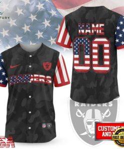 Las Vegas Raiders NFL American Pride Custom Baseball Jersey Shirt , NFL Baseball Shirt Las Vegas Raiders Nfl American Pride Custom Baseball Jersey Shirt