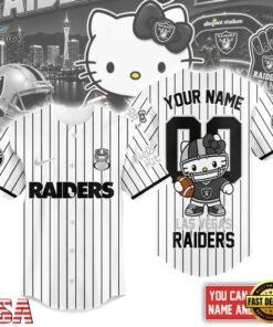 Las Vegas Raiders NFL Kitty Game Day Custom Baseball Jersey Shirt , NFL Baseball Shirt Las Vegas Raiders Nfl Kitty Game Day Custom Baseball Jersey Shirt