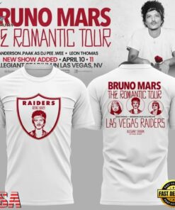 Las Vegas Raiders x Bruno Mars The Romantic Tour White T Shirt, Trending Music 3D Tee Las Vegas Raiders X Bruno Mars The Romantic Tour White T Shirt