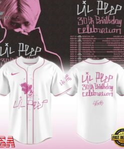 Lil Peep 30th Birthday Celebration Limited Edition Signature White Baseball Jersey, Music Artist Baseball Jersey Lil Peep 30th Birthday Celebration Limited Edition Signature White Baseball Jersey