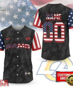 Los Angeles Rams NFL American Pride Custom Baseball Jersey Shirt , NFL Baseball Shirt Los Angeles Rams Nfl American Pride Custom Baseball Jersey Shirt