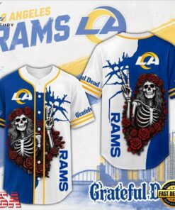 Los Angeles Rams NFL Game Day Grateful Dead Baseball Jersey Shirt, NFL Baseball Shirt Los Angeles Rams Nfl Game Day Grateful Dead Baseball Jersey Shirt