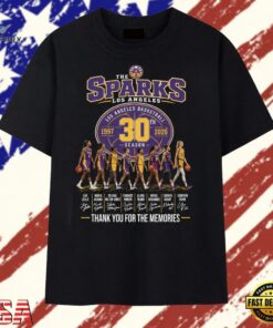 Los Angeles Sparks 30th Season 1997 2026 Signatures WNBA T Shirt , Trendy 2D Print Shirt Los Angeles Sparks 30th Season 1997 2026 Signatures Wnba T Shirt