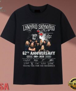 Lynyrd Skynyrd 62th Anniversary 1964 2026 Band Signatures T Shirt, Music 2D Graphic Tee Lynyrd Skynyrd 62th Anniversary 1964 2026 Band Signatures T Shirt