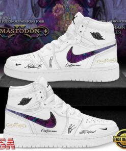 Mastodon Poisonous Weapons Tour 2026 Custom White Air Jordan 1 Shoes , Music Shoes Mastodon Poisonous Weapons Tour 2026 Custom White Air Jordan 1 Shoes