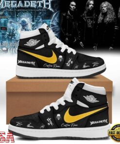 Megadeth 2026 Signed Black Air Jordan 1 Hightop Shoes , Music Shoes Megadeth 2026 Signed Black Air Jordan 1 Hightop Shoes
