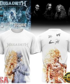 Megadeth Rock Band 2026 Limited Signed White 3D Shirt , Music Design T Shirt Megadeth Rock Band 2026 Limited Signed White 3D Shirt