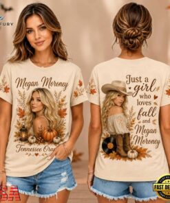 Megan Moroney Autumn Leaves Pumpkin Portrait Unisex 3D Shirt , Music Design T Shirt Megan Moroney Autumn Leaves Pumpkin Portrait Unisex 3D Shirt
