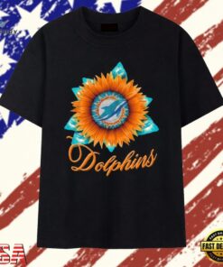 Miami Dolphins Football X Sunflower Graphic T Shirt , Trendy 2D Print Shirt Miami Dolphins Football X Sunflower Graphic T Shirt