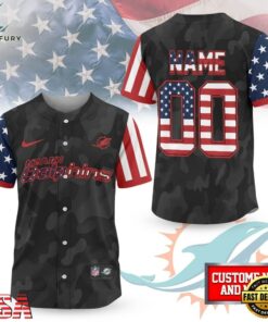 Miami Dolphins NFL American Pride Custom Baseball Jersey Shirt , NFL Baseball Shirt Miami Dolphins Nfl American Pride Custom Baseball Jersey Shirt