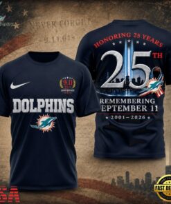 Miami Dolphins NFL Honoring 25 Years Remembering September 11 T Shirt, Sports Fans 3D Shirt Miami Dolphins Nfl Honoring 25 Years Remembering September 11 T Shirt