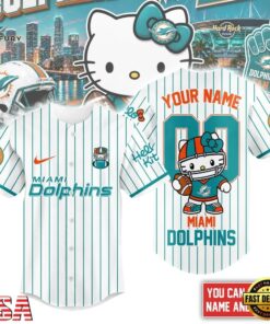 Miami Dolphins NFL Kitty Game Day Custom Baseball Jersey Shirt , NFL Baseball Shirt Miami Dolphins Nfl Kitty Game Day Custom Baseball Jersey Shirt