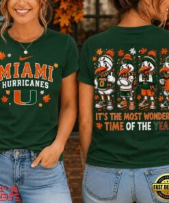 Miami Hurricanes 2026 NCAA Autumn Festive Cheer T Shirt , NCAA 3D Graphic Tee Miami Hurricanes 2026 Ncaa Autumn Festive Cheer T Shirt