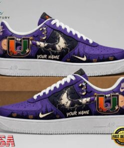 Miami Hurricanes 2026 NCAA Haunted Moon Halloween Custom Air Force 1 Shoes Sneakers , NCAA Fan AF1 Shoes Miami Hurricanes 2026 Ncaa Haunted Moon Halloween Custom Air Force 1 Shoes Sneakers