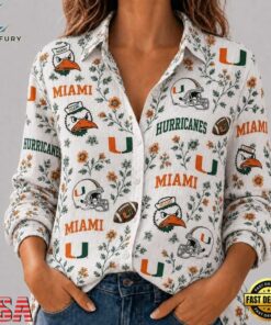 Miami Hurricanes NCAA College Spirit Blossoms Women Casual Shirt, Trendy NCAA Women Shirt Miami Hurricanes Ncaa College Spirit Blossoms Women Casual Shirt