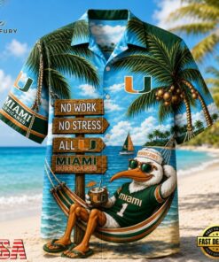 Miami Hurricanes NCAA No Work No Stress Hawaiian Shirt , NCAA Team Hawaiian Shirt Miami Hurricanes Ncaa NO Work NO Stress Hawaiian Shirt