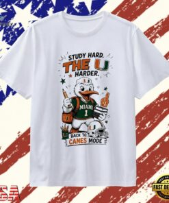 Miami Hurricanes study hard The U harder back to Canes mode T Shirt, Trendy 2D Print Shirt Miami Hurricanes Study Hard The U Harder Back TO Canes Mode T Shirt