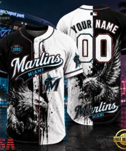 Miami Marlins 2026 MLB Eagle America Personalized Baseball Jersey , MLB Team Baseball Jersey Miami Marlins 2026 Mlb Eagle America Personalized Baseball Jersey