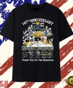 Michigan Wolverines Football 147th Anniversary 1879 2026 Legends Signatures T Shirt, Trendy 2D Print Shirt Michigan Wolverines Football 147th Anniversary 1879 2026 Legends Signatures T Shirt