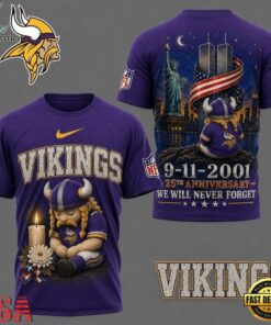 Minnesota Vikings NFL 9 11 25th Anniversary Never Forget Memorial 3D T Shirt, Sports Fans 3D Shirt Minnesota Vikings Nfl 9 11 25th Anniversary Never Forget Memorial 3D T Shirt