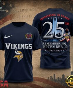 Minnesota Vikings NFL Honoring 25 Years Remembering September 11 T Shirt, Sports Fans 3D Shirt Minnesota Vikings Nfl Honoring 25 Years Remembering September 11 T Shirt