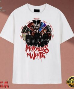 Motionless In White Band Graphic Logo Album Wheel T Shirt, Music 2D Graphic Tee Motionless IN White Band Graphic Logo Album Wheel T Shirt
