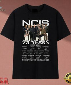 NCIS 23 Years 2003 2026 Cast Signatures Thank You For The Memories T Shirt, Music 2D Graphic Tee Ncis 23 Years 2003 2026 Cast Signatures Thank You For The Memories T Shirt