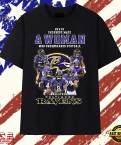 Never Underestimate A Woman Who Understands Football Baltimore Ravens T Shirt, Trendy 2D Print Shirt Never Underestimate A Woman Who Understands Football Baltimore Ravens T Shirt