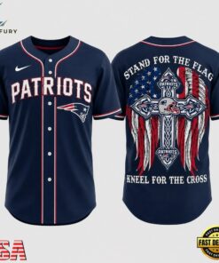 New England Patriots NFL Stand For The Flag Kneel For The Cross Baseball Jersey Shirt , NFL Baseball Shirt New England Patriots Nfl Stand For The Flag Kneel For The Cross Baseball Jersey Shirt