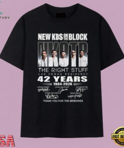 New Kids On The Block 42 Years Las Vegas Residency Signatures T Shirt, Music 2D Graphic Tee New Kids ON The Block 42 Years Las Vegas Residency Signatures T Shirt