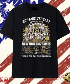 New Orleans Saints 60th Anniversary 1966 2026 Legends Signatures T Shirt, Trendy 2D Print Shirt New Orleans Saints 60th Anniversary 1966 2026 Legends Signatures T Shirt