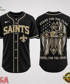 New Orleans Saints NFL Stand For The Flag Kneel For The Cross Baseball Jersey Shirt , NFL Baseball Shirt New Orleans Saints Nfl Stand For The Flag Kneel For The Cross Baseball Jersey Shirt