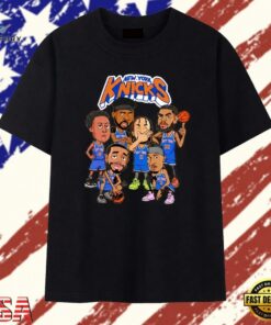New York Knicks Playoff Nba Players Caricature Cartoon T Shirt , Trendy 2D Print Shirt New York Knicks Playoff Nba Players Caricature Cartoon T Shirt