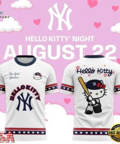 New York Yankees x Hello Kitty Night 2026 T shirt, Trending Music 3D Tee New York Yankees X Hello Kitty Night 2026 T Shirt