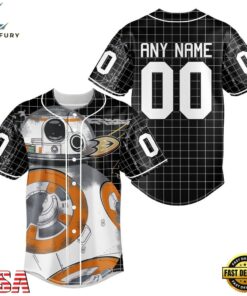NHL Anaheim Ducks x BB 8 D Star War Baseball Jersey , NHL Fan Baseball Jersey Nhl Anaheim Ducks X BB 8 D Star War Baseball Jersey 1