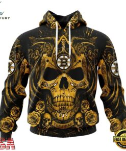 NHL Boston Bruins Special Design Halloween With Skull Art Hoodie, T Shirt , NHL Hockey 3D Shirt Nhl Boston Bruins Special Design Halloween With Skull Art Hoodie T Shirt 1
